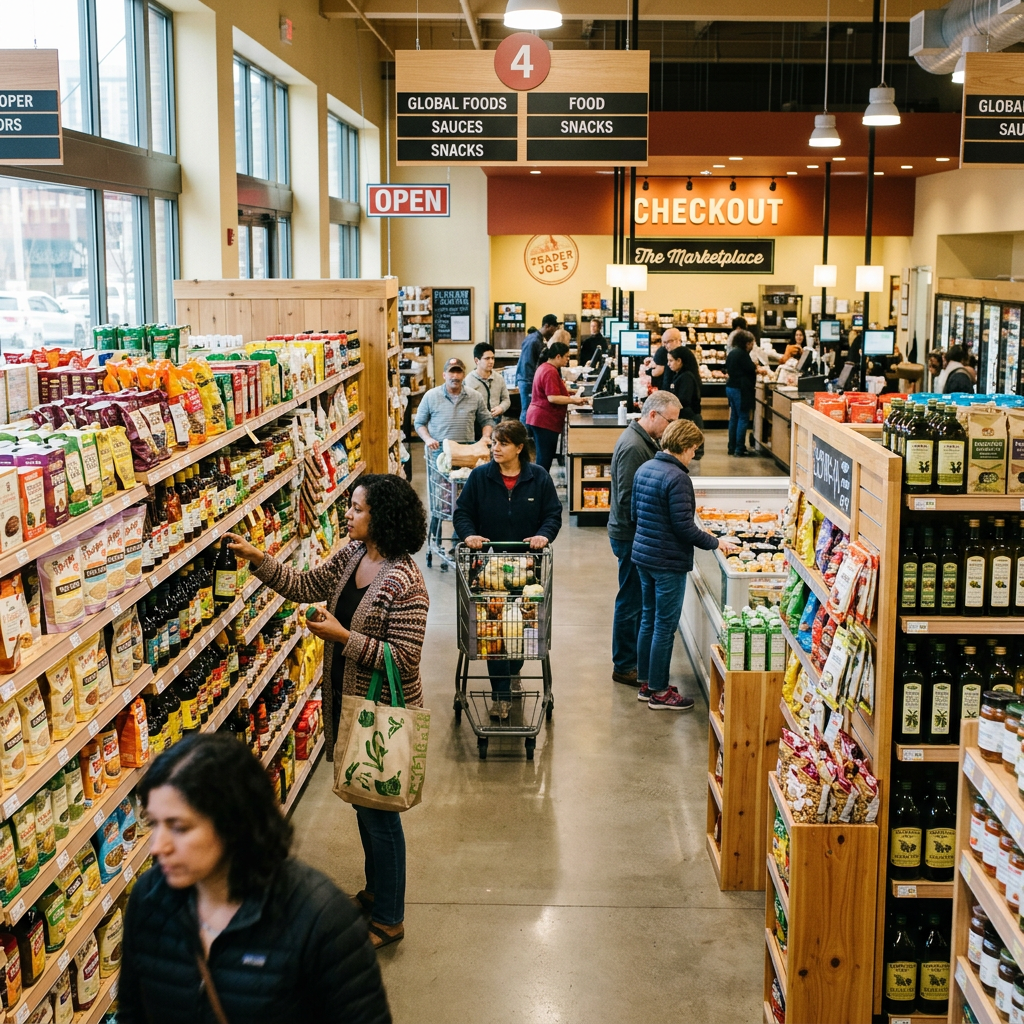 Modern retail store interior with consumer products